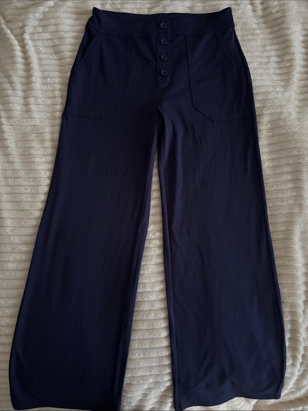 Wide Leg Navy “Button” Front Pants L/XL